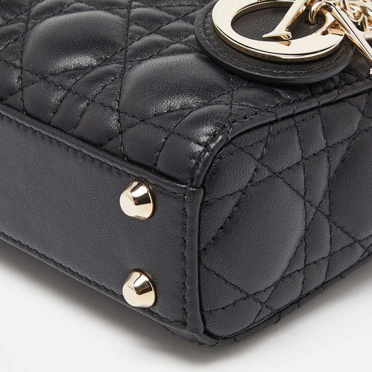 Dior Black Cannage Leather Micro Lady Dior Tote