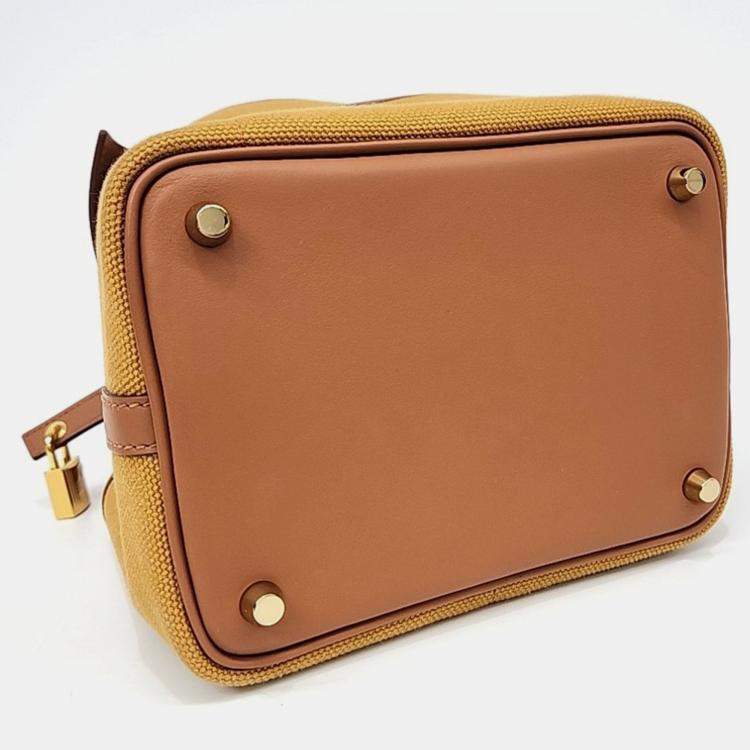 Hermes Brown Fabric Cargo Lock Picotin 18