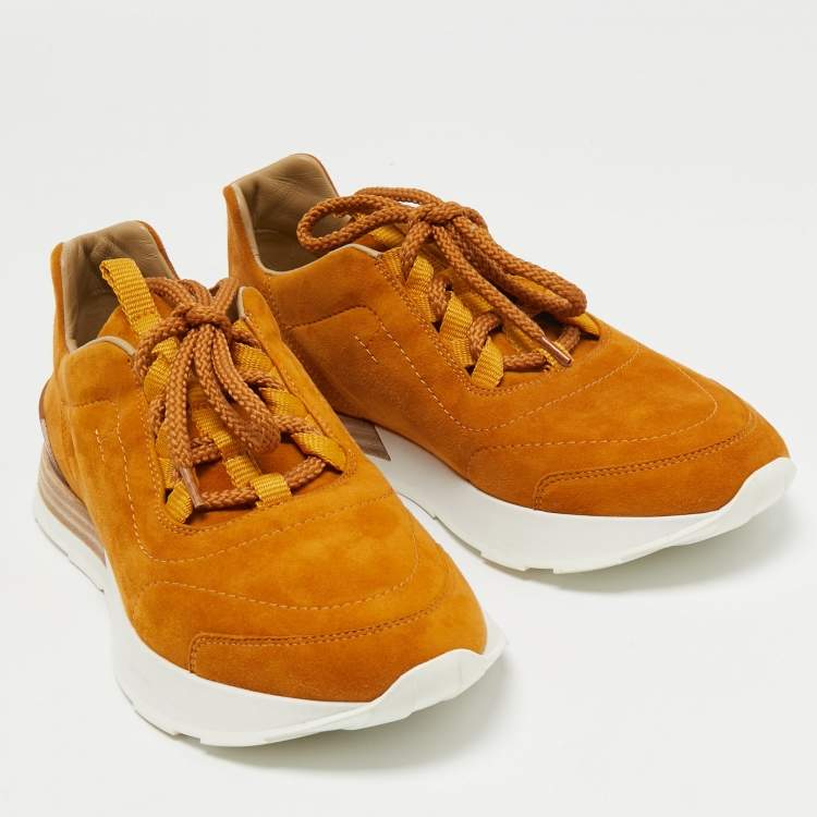 Hermes Light Brown Suede Buster Sneakers Size 39.5