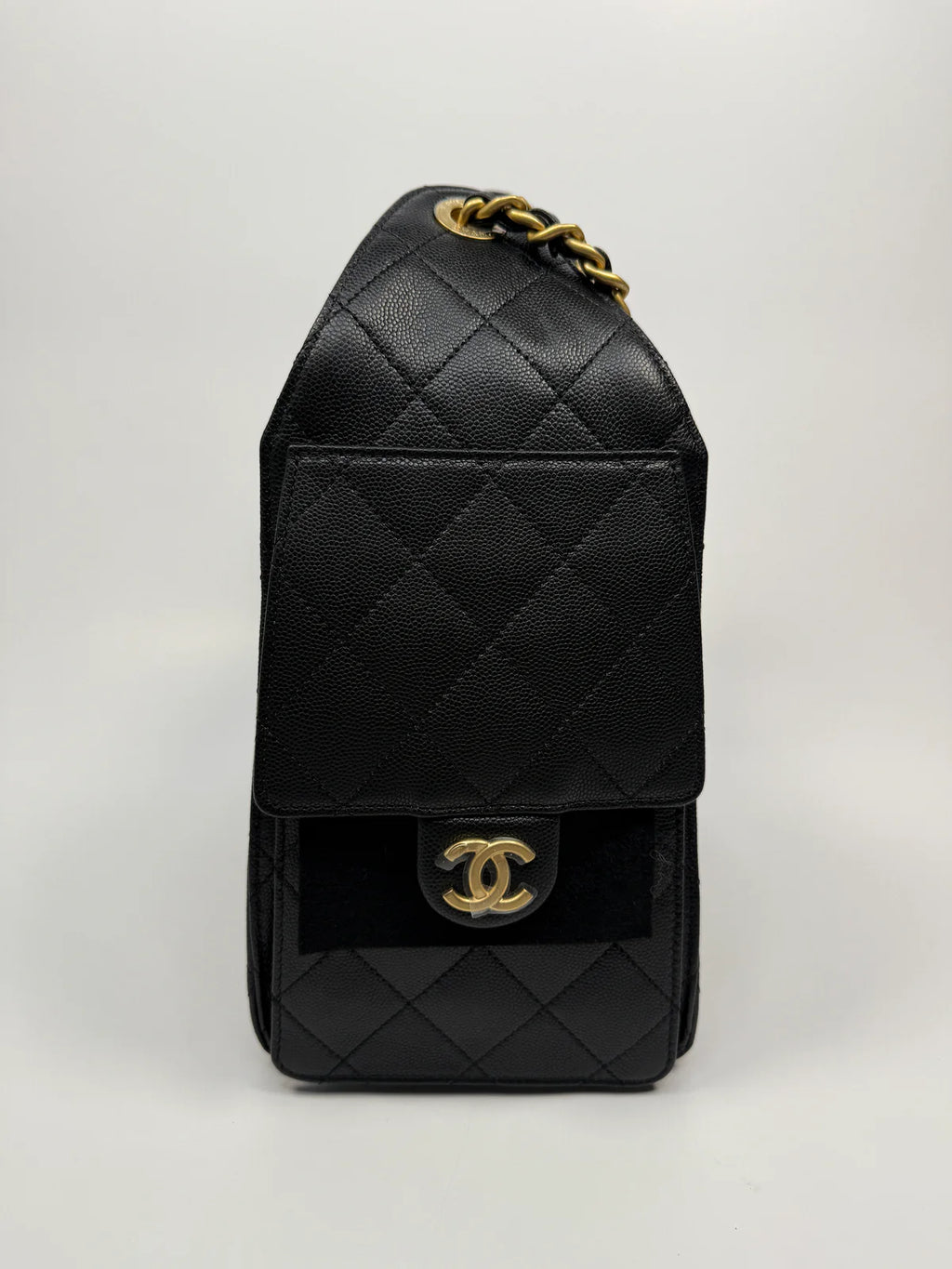 CHANEL 25 SMALL IN BLACK CAVIAR LEATHER WITH GHW