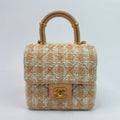 CHANEL MINI SQUARE FLAP WITH TOP HANDLE ANTIQUE GOLD HARDWARE