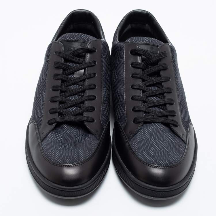 Louis Vuitton Graphite/Black Damier Nylon and Leather Offshore Low-Top Sneakers Size 41.5