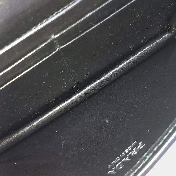 Prada Black Leather Napa Diagram Mini Chain Crossbody Bag