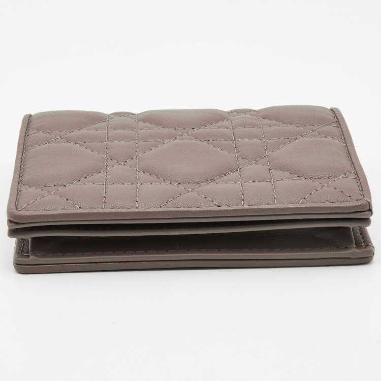 Dior Beige Leather Mini Lady Dior Wallet