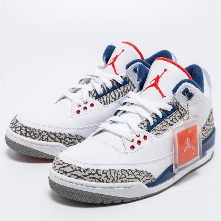 Jordan White Leather Air Jordan 3 Retro Hall of Fame Sneakers Size 43