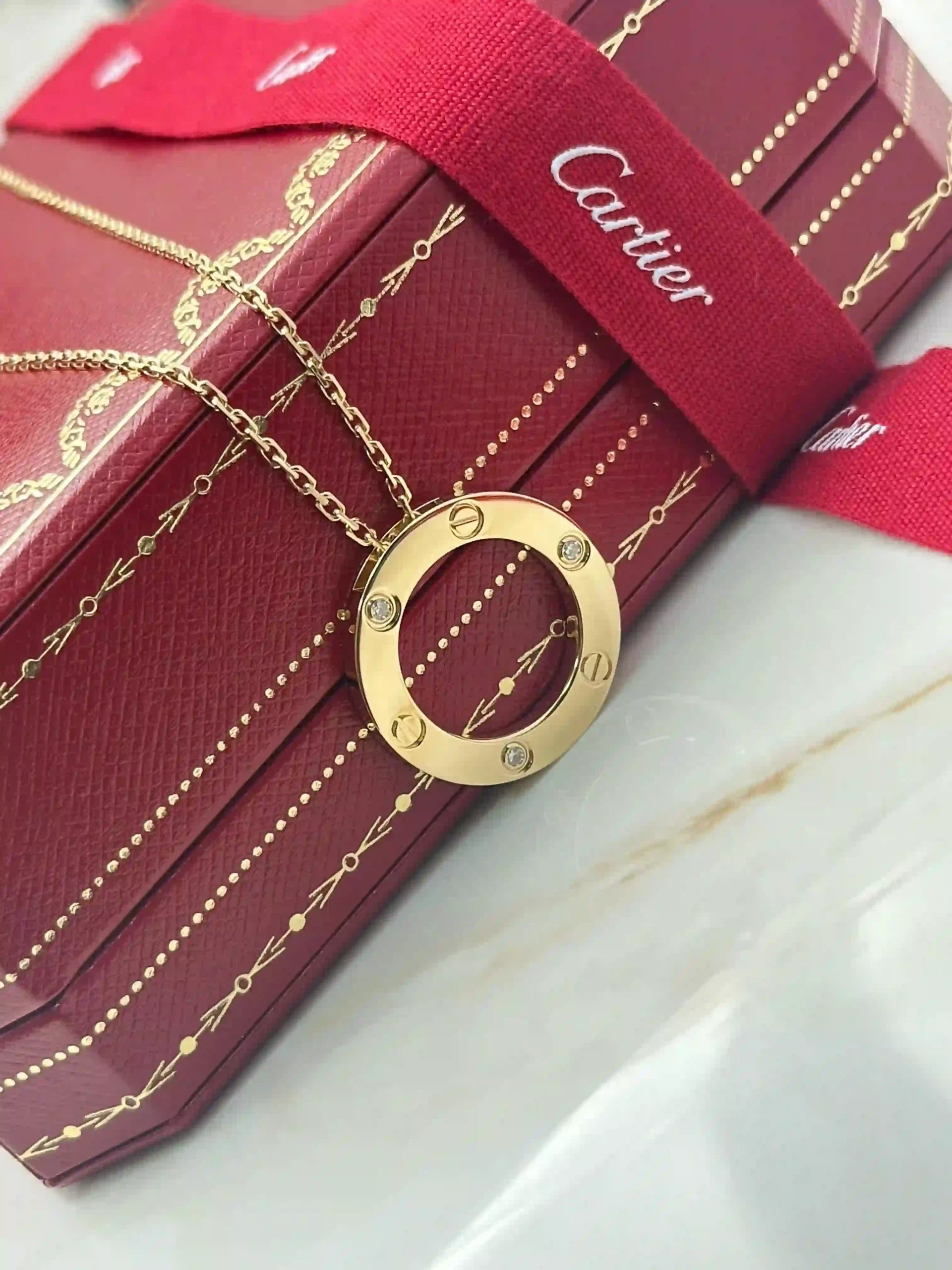 18K Gold Cartier Love Pendant 3 Diamonds