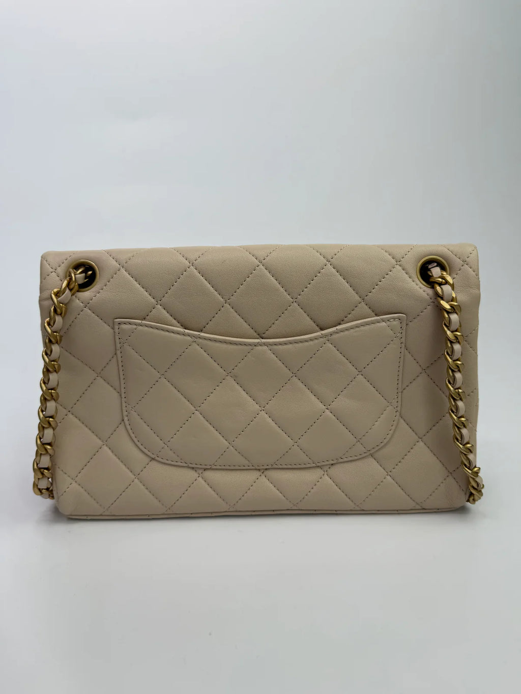 CHANEL MEDIUM QUILTED LAMBSKIN LOGO LETTERS TOUCH CHAIN FLAP BAG