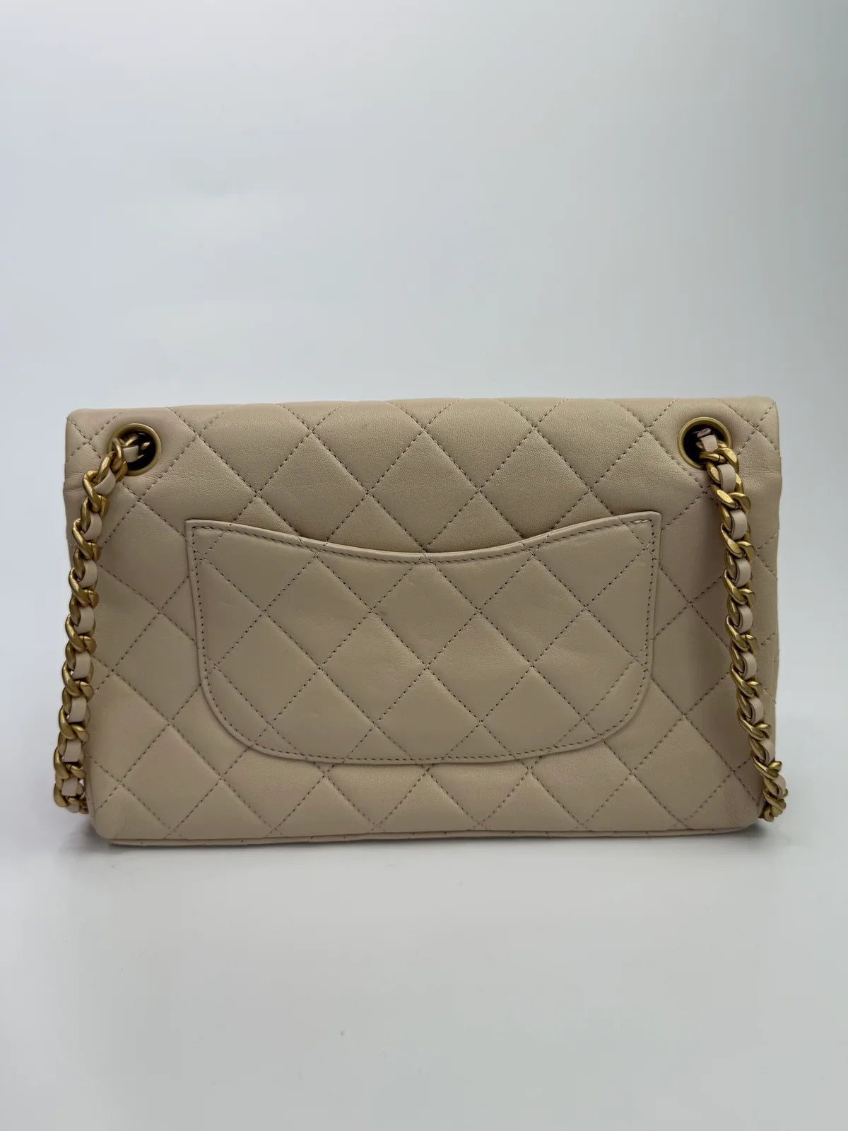 CHANEL MEDIUM QUILTED LAMBSKIN LOGO LETTERS TOUCH CHAIN FLAP BAG