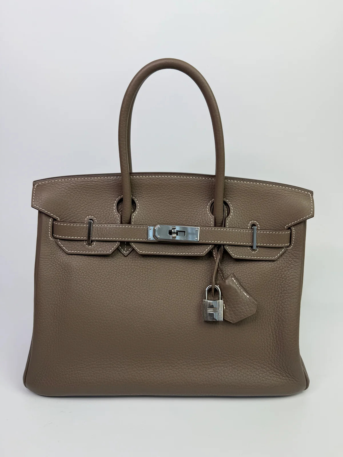HERMÈS BIRKIN 30 IN ETOUPE CLEMENCE LEATHER WITH PHW