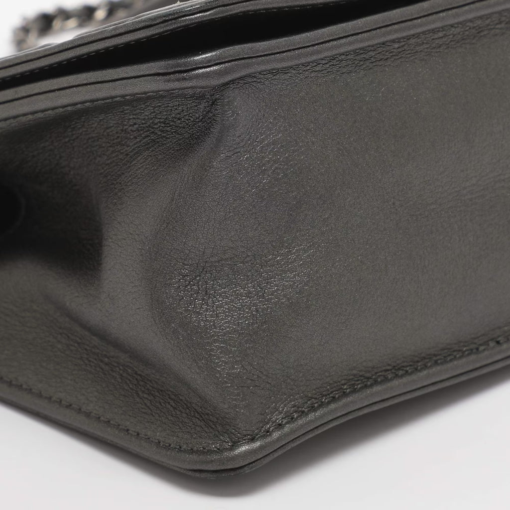 Chanel Propeller Mini Metallic Grey Leather Flap Bag