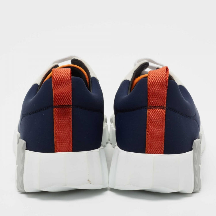 Hermès Navy Blue/Grey Suede and Nylon Boucning Sneakers Size 39