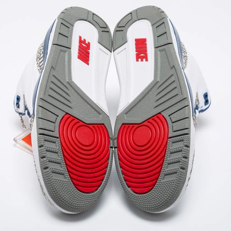 Jordan White Leather Air Jordan 3 Retro Hall of Fame Sneakers Size 43