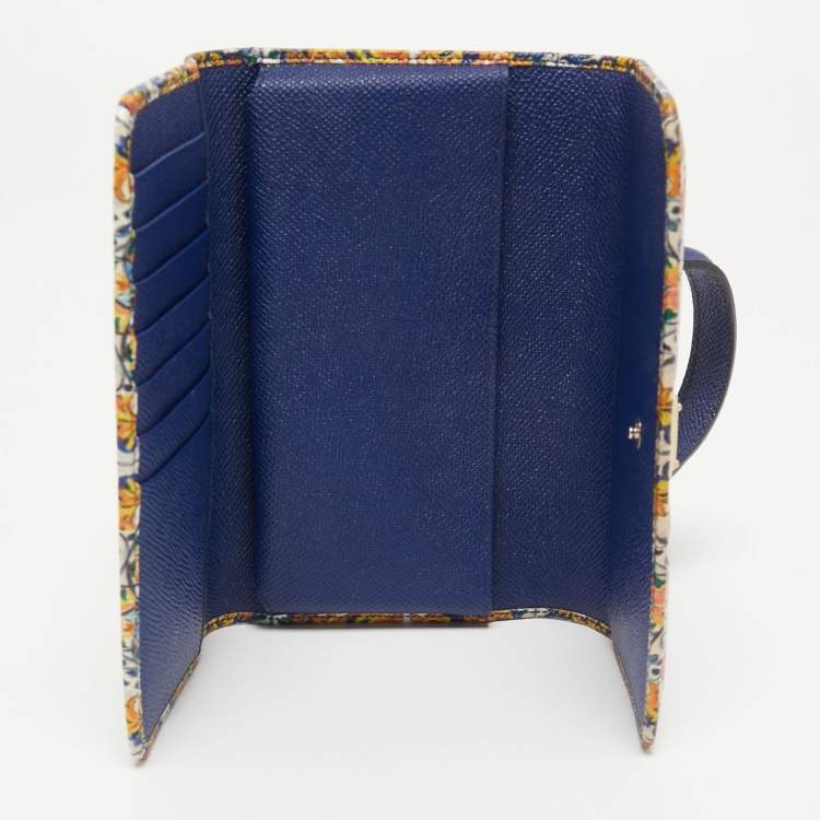 Dolce & Gabbana Multicolor Majolica Print Leather Miss Sicily Von Wallet On Chain