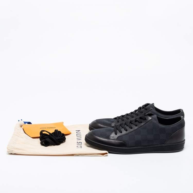 Louis Vuitton Graphite/Black Damier Nylon and Leather Offshore Low-Top Sneakers Size 41.5