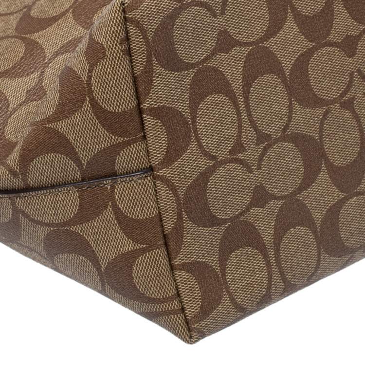 Coach Beige/Brown Signature Coated Canvas and Leather Gallery Tote