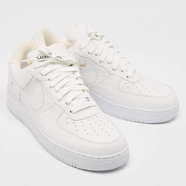 Louis Vuitton x Nike White Monogram Canvas and Leather Air Force 1 Sneakers Size 42.5