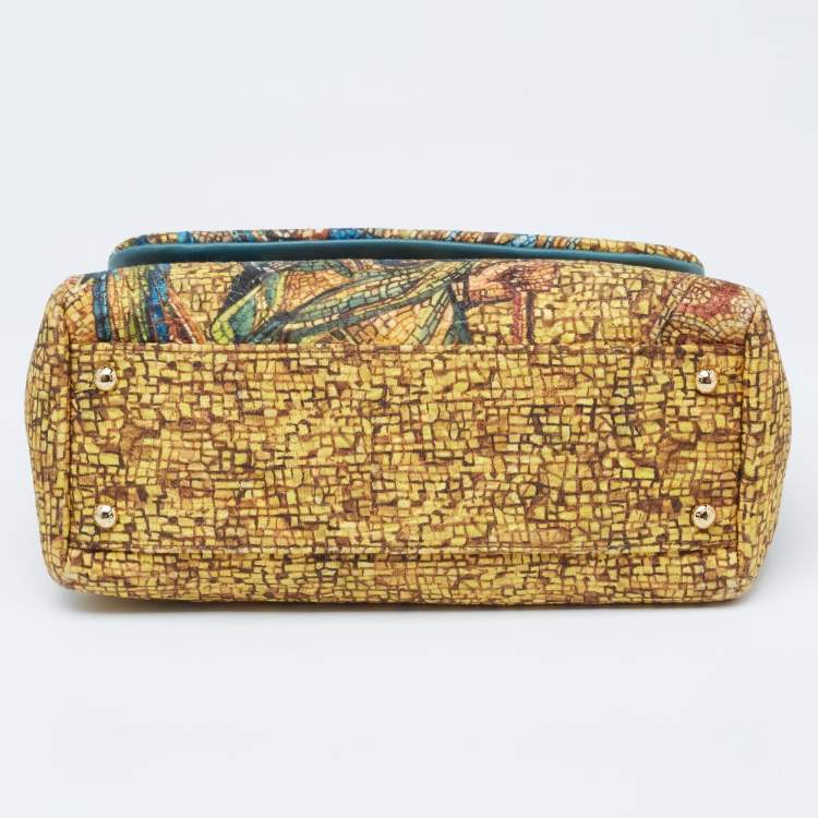 Dolce & Gabbana Multicolor Fabric and Snakeskin Ancient Opulence Printed Medium Miss Sicily Bag