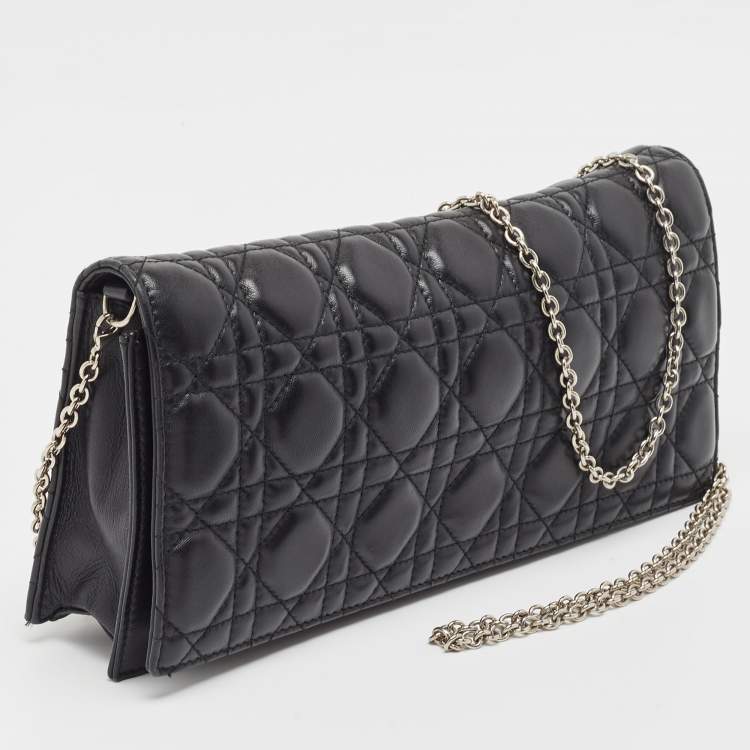 Dior Black Cannage Leather Lady Dior Chain Clutch