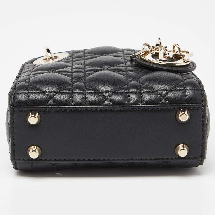 Dior Black Cannage Leather Micro Lady Dior Tote