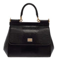 Dolce & Gabbana Black Lizard Embossed Leather Small Miss Sicily Top Handle Bag