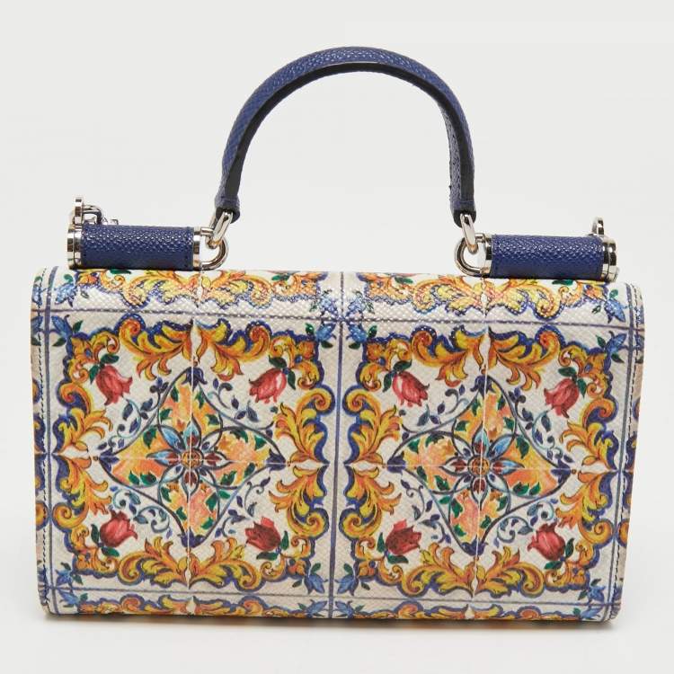 Dolce & Gabbana Multicolor Majolica Print Leather Miss Sicily Von Wallet On Chain