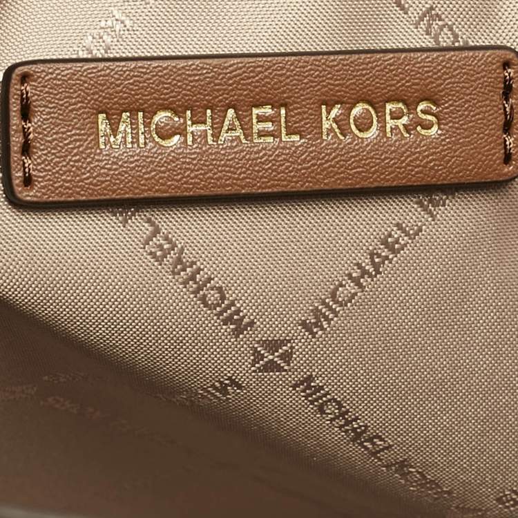 Michael Kors Brown Signature Coated Canvas Large Jet Set Travel Chain Tote