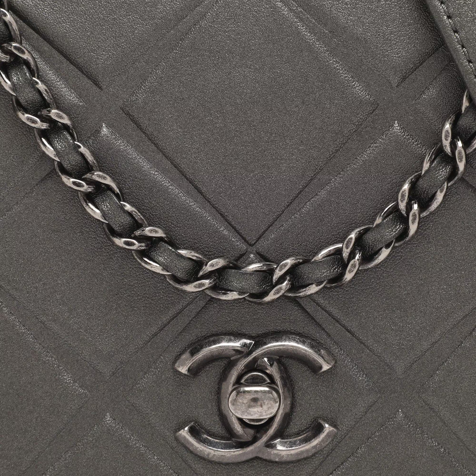 Chanel Propeller Mini Metallic Grey Leather Flap Bag