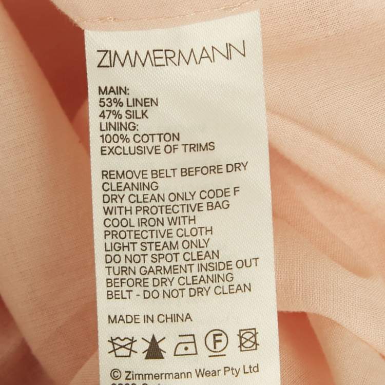 Zimmermann Pink Floral Printed Linen & Silk Belted Mini Dress XS