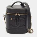 Chanel Black Leather CC Mania Vanity Bag