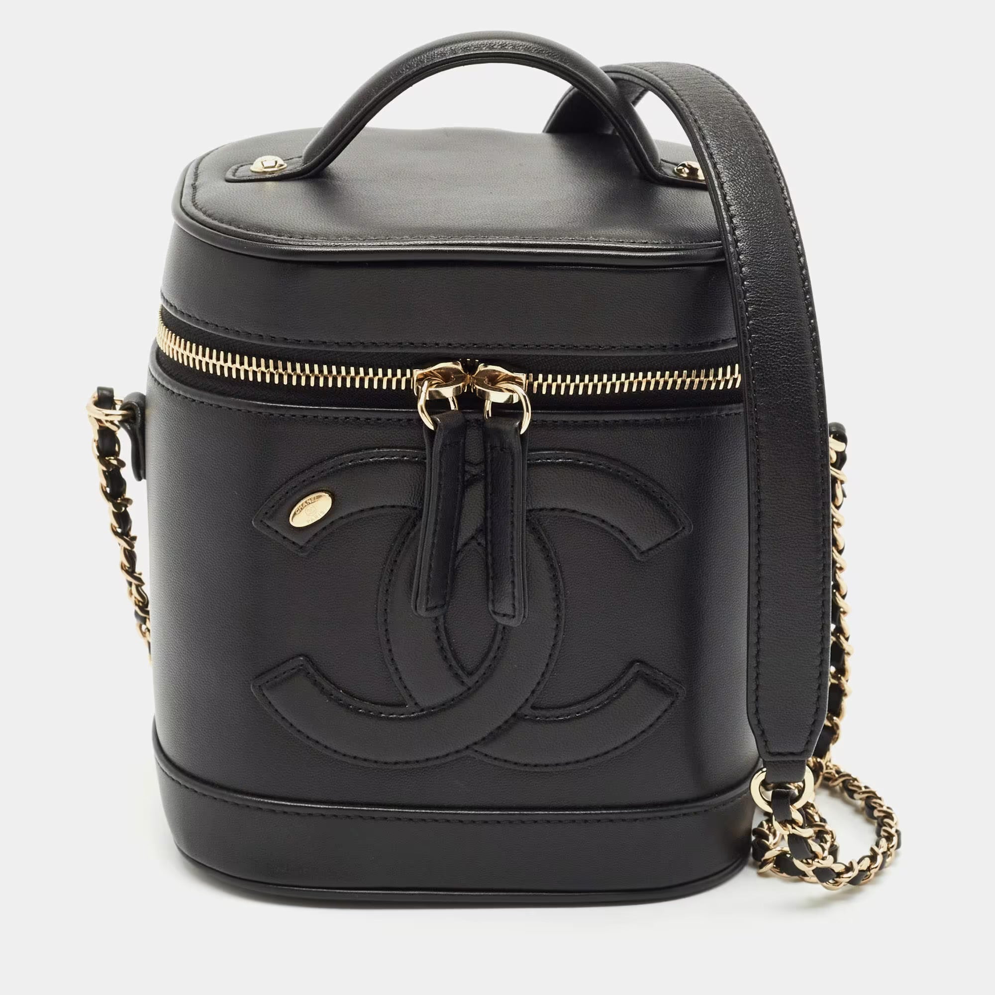 Chanel Black Leather CC Mania Vanity Bag