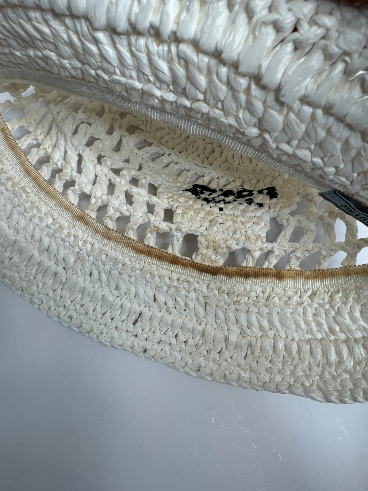 PRADA CROCHET WHITE BUCKET HAT
