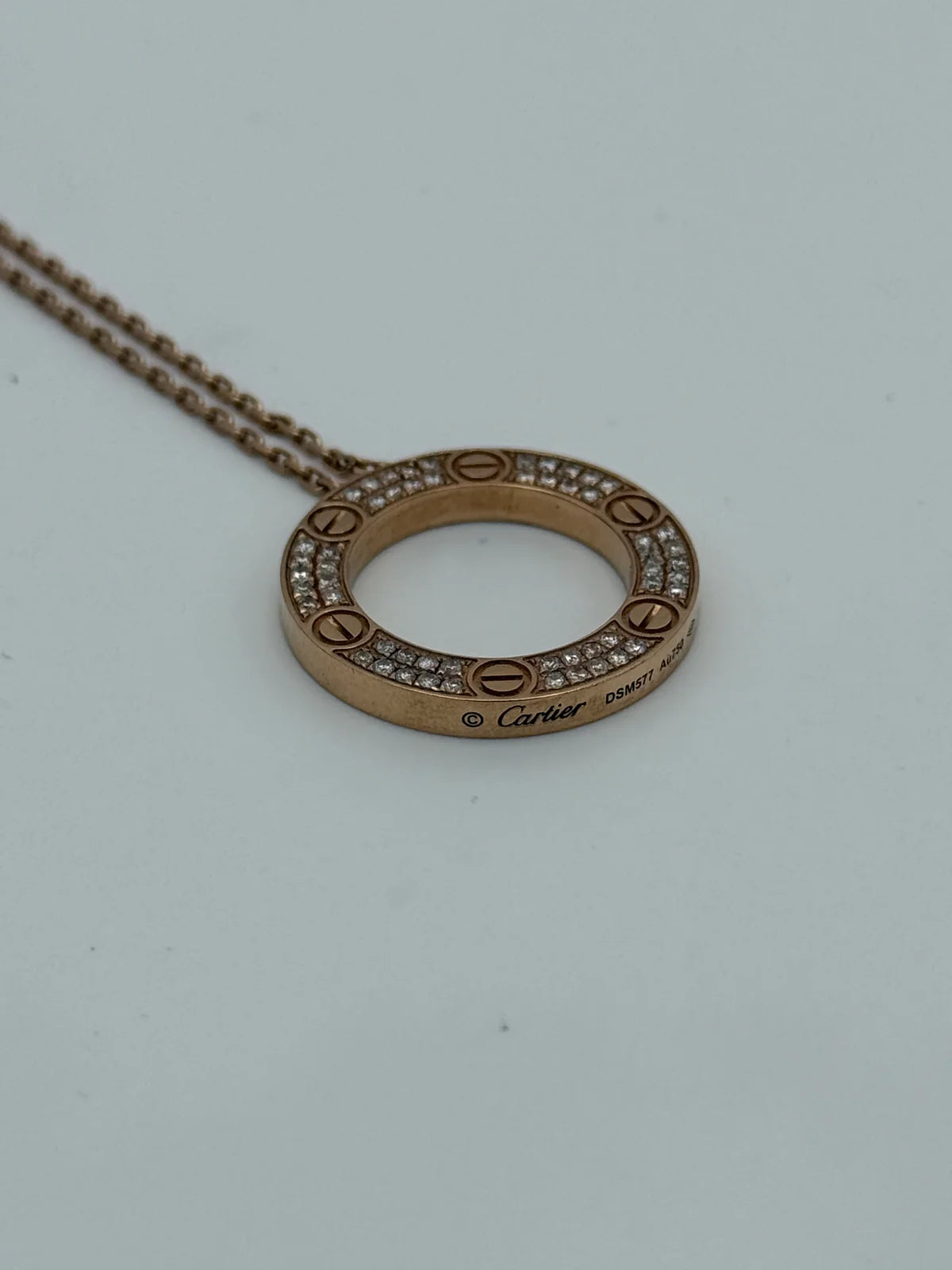 CARTIER LOVE 18CT ROSE-GOLD AND 0.34CT DIAMOND NECKLACE