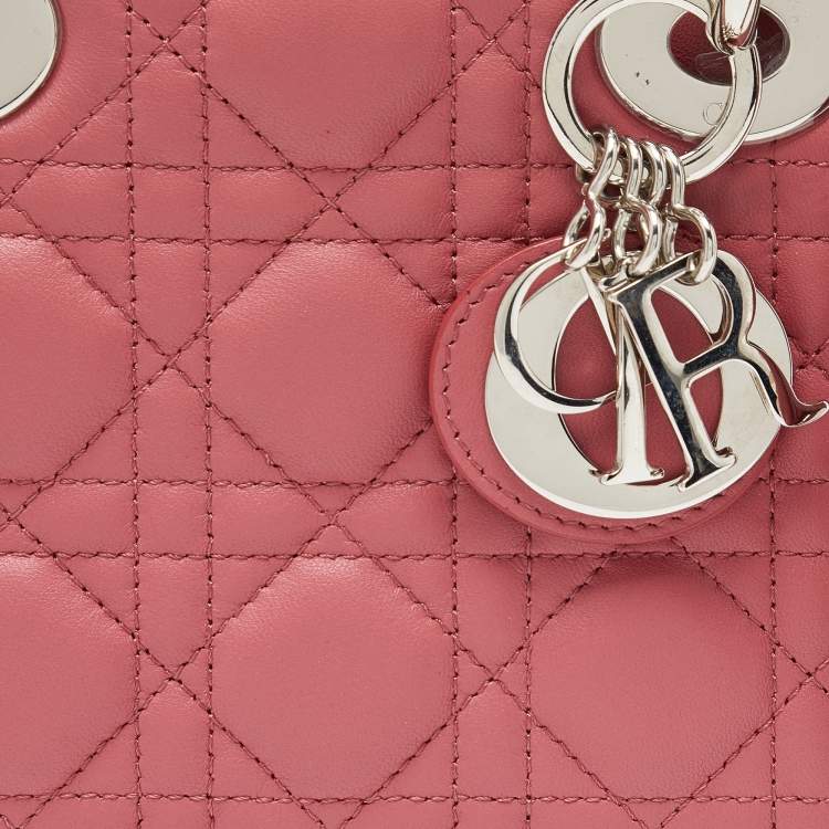 Dior Pink Cannage Leather Mini Lady Dior Tote