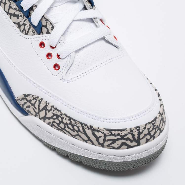 Jordan White Leather Air Jordan 3 Retro Hall of Fame Sneakers Size 43