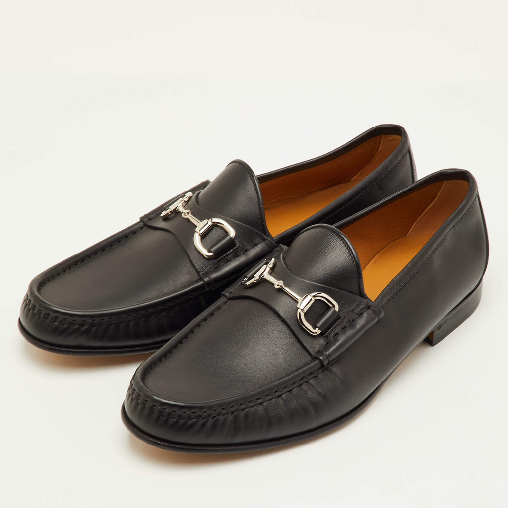 Gucci Horsebit Size 41.5 Black Leather Slip On Loafers
