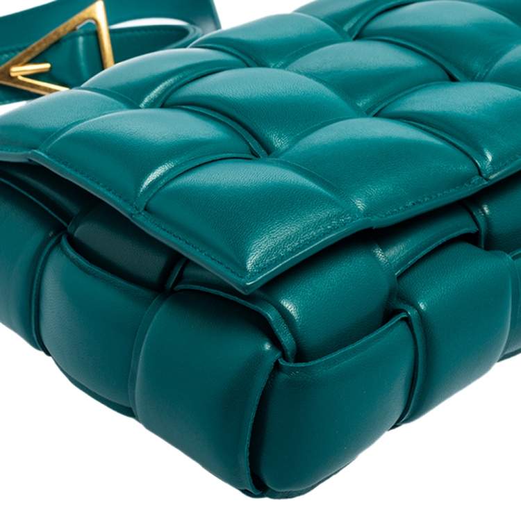 Bottega Veneta Teal Green Padded Leather Cassette Shoulder Bag