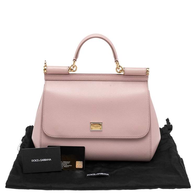 Dolce & Gabbana Baby Pink Leather Medium Miss Sicily Top Handle Bag