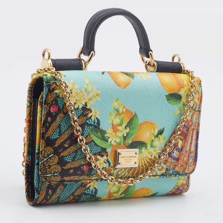 Dolce & Gabbana Multicolor Print Leather Miss Sicily Von Smartphone Bag
