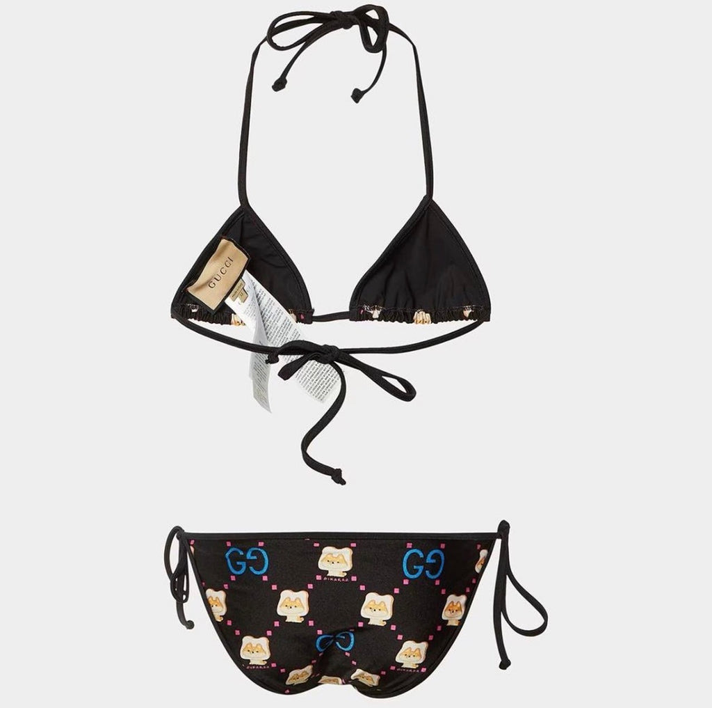 Gucci Black Pikarar Kawaii Jersey Bikini XS