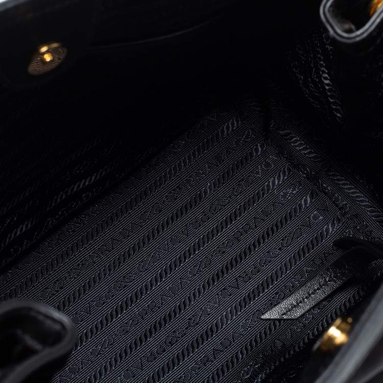 Prada Black Leather And Tessuto Tote