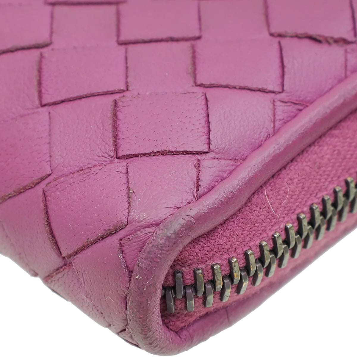 Bottega Veneta Peony Nappa Intrecciato Zip Around Wallet