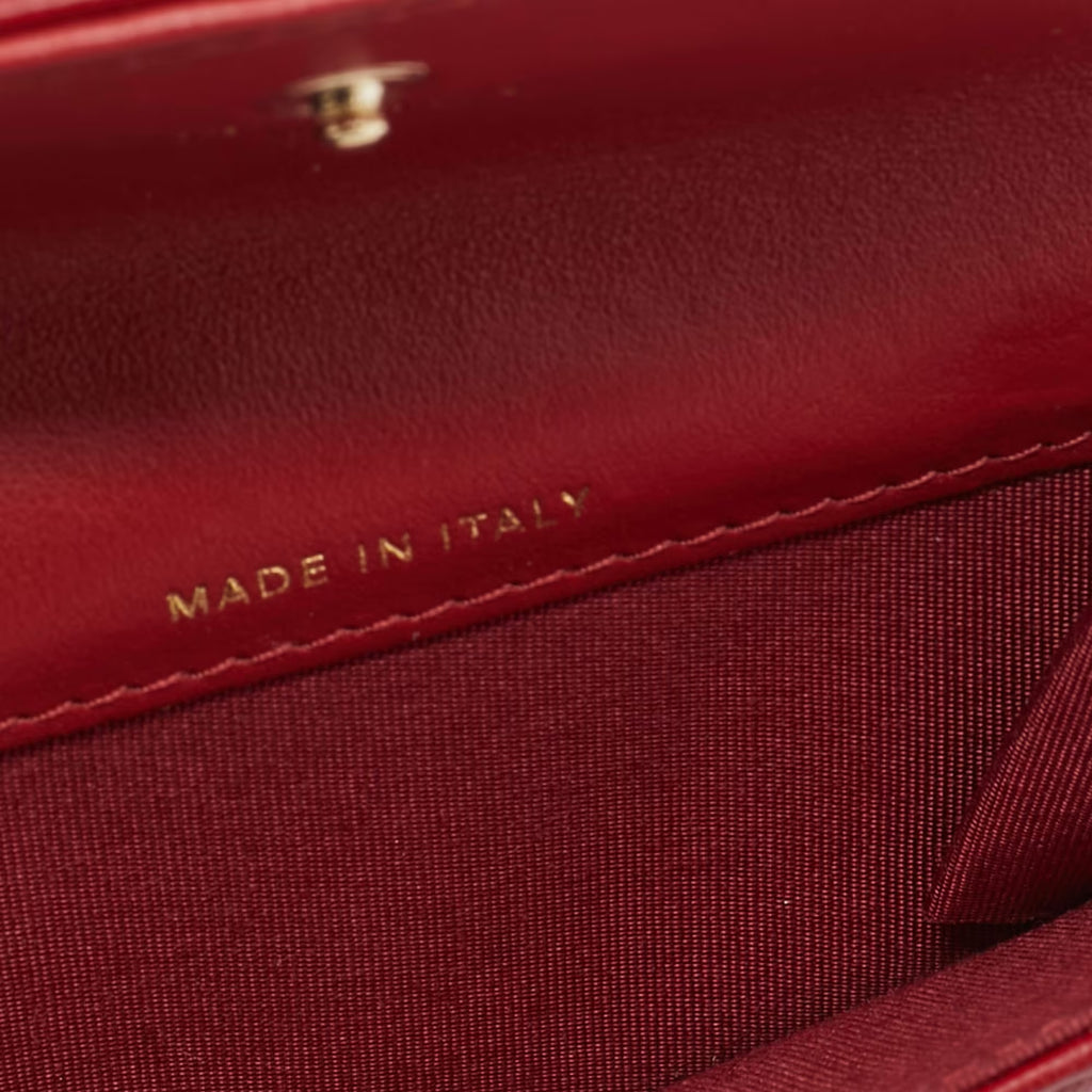 Chanel Red Quilted Leather CC Flap Wrist Coin Purse