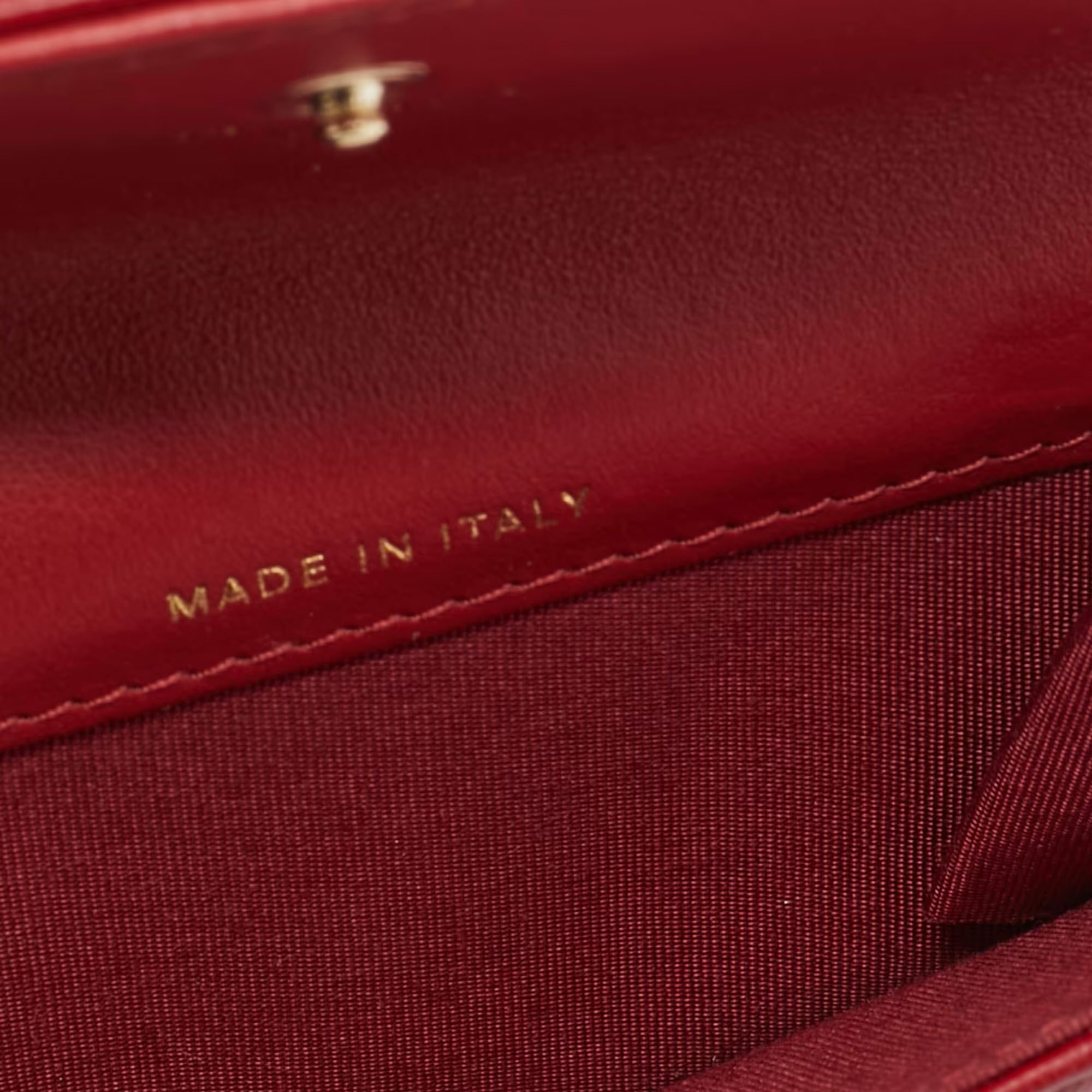 Chanel Red Quilted Leather CC Flap Wrist Coin Purse