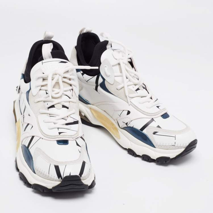 Valentino Multicolor Leather And Suede Lace Up Sneakers Size 44