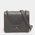 Chanel Propeller Mini Metallic Grey Leather Flap Bag