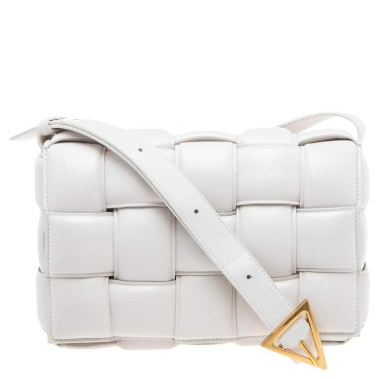 Bottega Veneta White Padded Leather Cassette Shoulder Bag