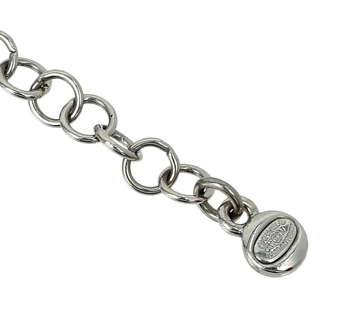 Chanel Silver CC Cluster Crystal Pendant Necklace