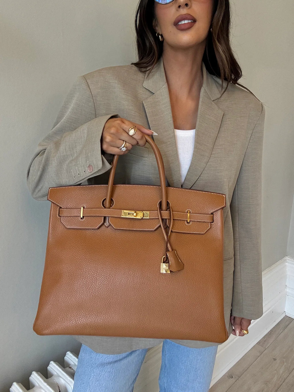 HERMÈS BIRKIN 40 IN GOLD COURCHEVEL LEATHER WITH GHW