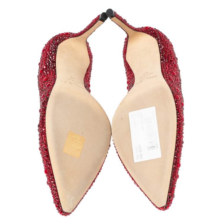 Jimmy Choo Red Crystal Embellished Romy Pumps Size 40