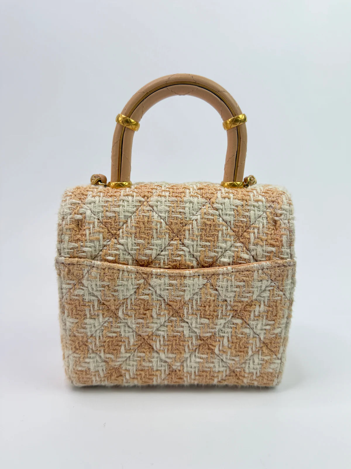 CHANEL MINI SQUARE FLAP WITH TOP HANDLE ANTIQUE GOLD HARDWARE